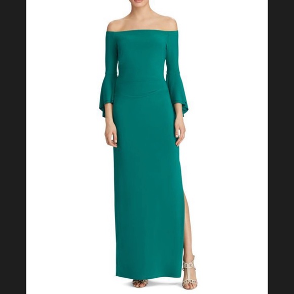 RALPH LAUREN Off-the-shoulder bell sleeve gown - Picture 1 of 8